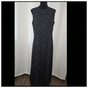 Chaus Maxi Dress Women's Size 10 Black White Polka Dots Maxi Full Length Vintage